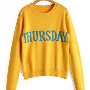 Zaful yellow THURSDAY sweater